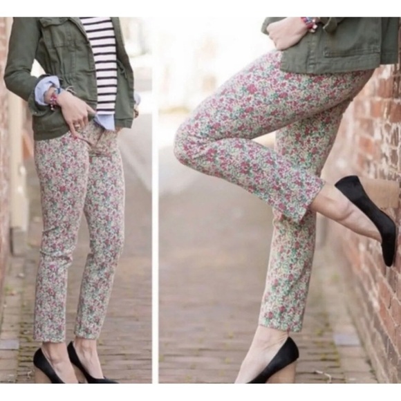 J Crew Sz 26 Toothpick Crop Floral Print Jean Liberty Bloom Emma Georgina Spring - Picture 13 of 14